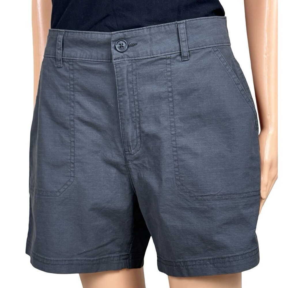 Eddie Bauer Womens Size 8 Shorts Ripstop Black Gray Casual 5" Inseam New